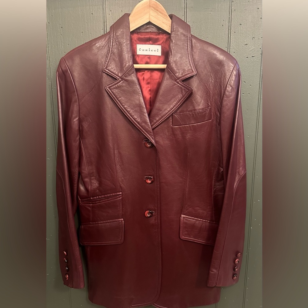 Women's Vintage Vericci Burgundy Leather Jacket